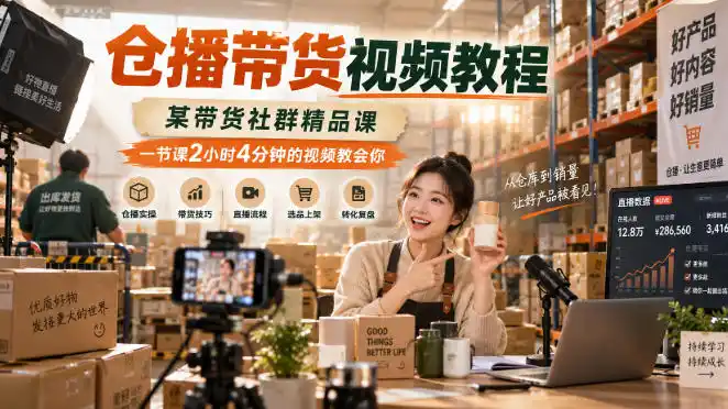 仓播带货视频教程，某带货社群精品课，一节课2小时4分钟的视频教会你-天梦资源网