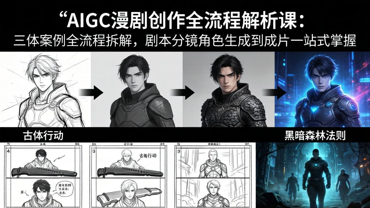 AIGC漫剧创作全流程解析课：三体案例全流程拆解，剧本分镜角色生成到成片一站式掌握-天梦资源网