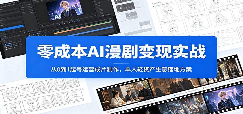 零成本AI漫剧变现实战：从0到1起号运营成片制作，单人轻资产生意落地方案-天梦资源网