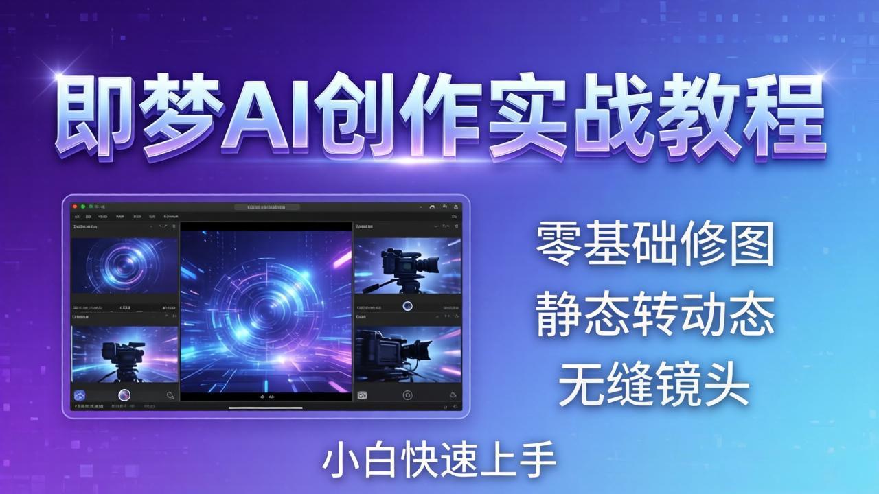 即梦AI创作实战教程，从零基础修图到AI导演，实战教学静态转动态+无缝镜头，小白快速上手-天梦资源网