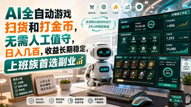 AI全自动游戏皮肤扫货和打金币，日入几百，内部方法大揭秘，0门槛！-天梦资源网