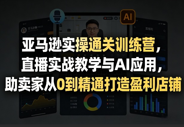 亚马逊实操通关训练营，直播实战教学与AI应用，助卖家从0到精通打造盈利店铺(更新5月23日)-天梦资源网