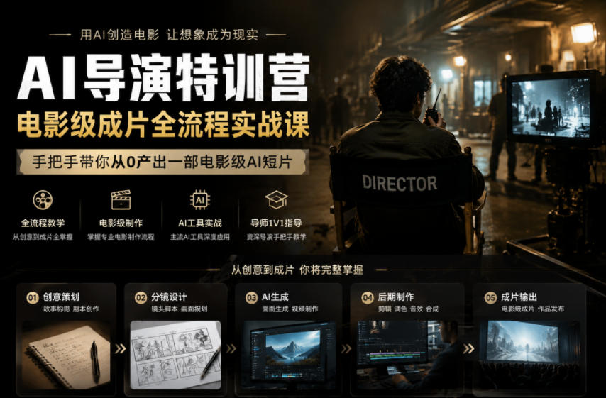 AI导演特训营，电影级成片全流程实战课，手把手带你从0产出一部电影级AI短片-天梦资源网