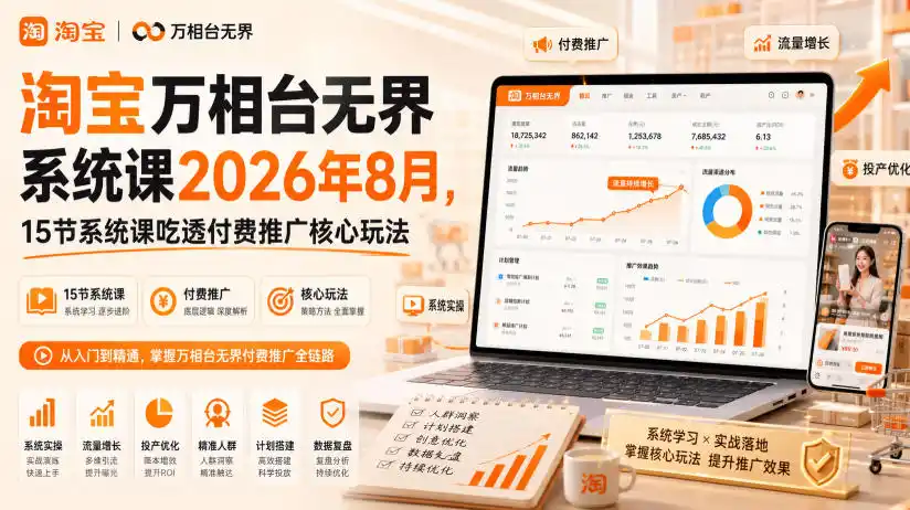 淘宝万相台无界系统课2026年8月，15节系统课吃透付费推广核心玩法-天梦资源网