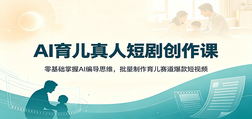 AI育儿真人短剧创作课：零基础掌握AI编导思维，批量制作育儿赛道爆款短视频-天梦资源网