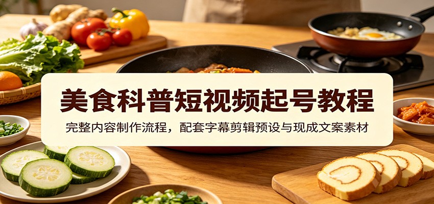 美食科普短视频起号教程：完整内容制作流程，配套字幕剪辑预设与现成文案素材-天梦资源网
