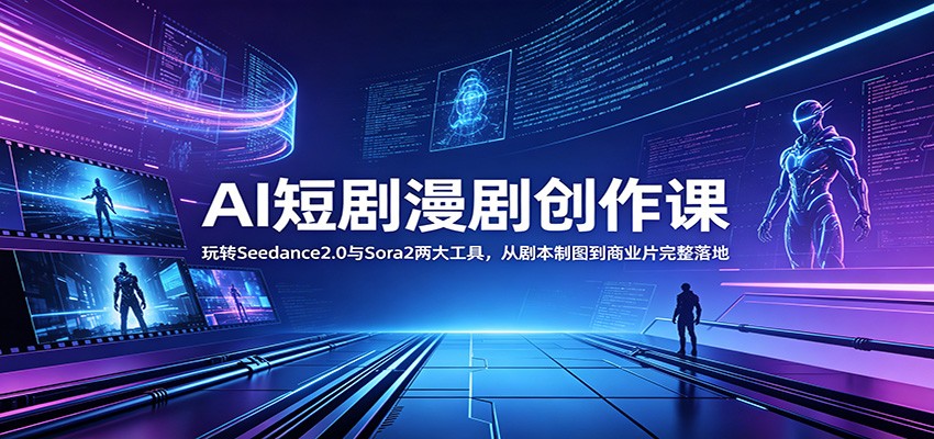 AI短剧漫剧创作课：玩转Seedance2.0与 Sora2两大工具，从剧本制图到商业片完整落地-天梦资源网