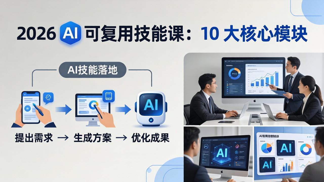 2026AI可复用技能-4月新课：10大核心模块，手把手教你把AI用进工作、产出成果-天梦资源网