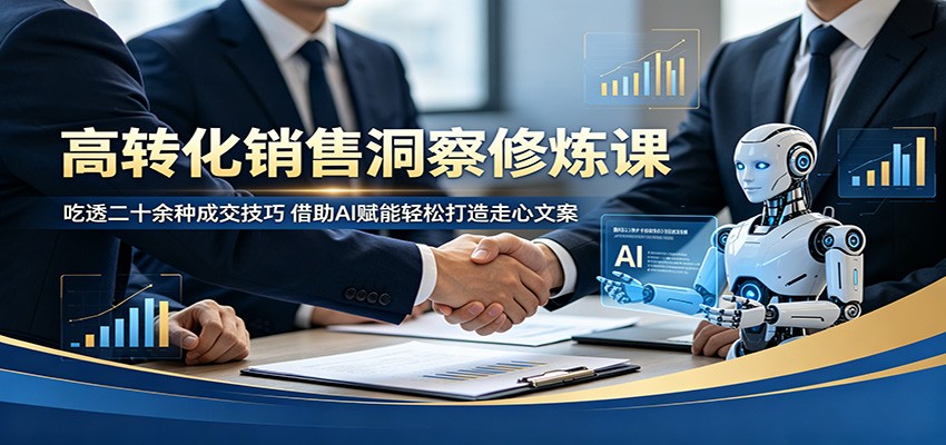 高转化销售洞察修炼课：吃透二十余种成交技巧，借助AI赋能轻松打造走心文案-天梦资源网