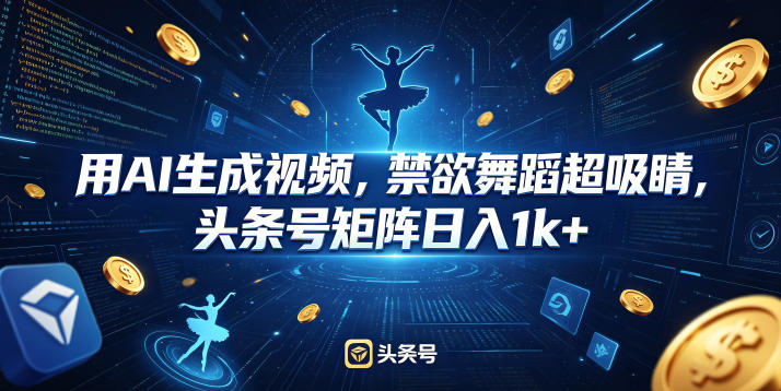 用AI生成视频，禁欲舞蹈超吸睛，头条号矩阵日入1k+-天梦资源网