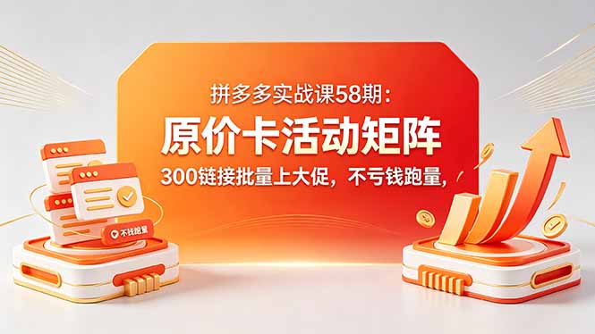 拼多多实战课58期：原价卡活动矩阵，300链接批量上大促，不亏钱跑量-天梦资源网