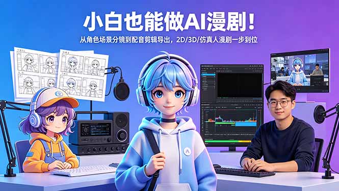 小白也能做AI漫剧！从角色场景分镜到配音剪辑导出，2D/3D/仿真人漫剧一步到位-天梦资源网