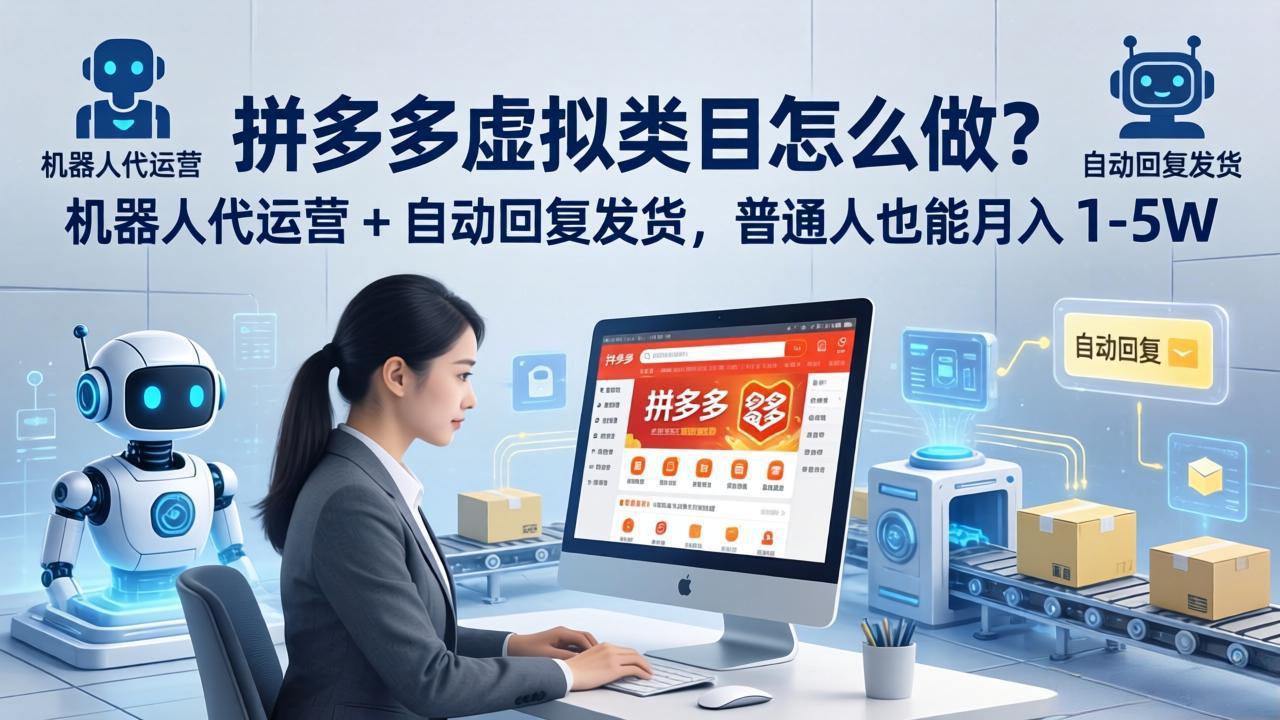 拼多多虚拟类目怎么做？机器人代运营 + 自动回复发货，普通人也能月入 1-5W-天梦资源网