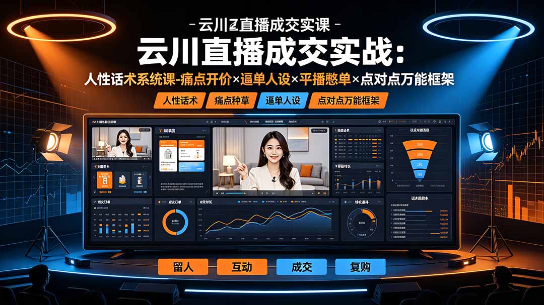 云川直播成交实战：人性话术系统课-痛点种草×塑品开价×逼单人设×平播憋单×点对点万能框架-天梦资源网