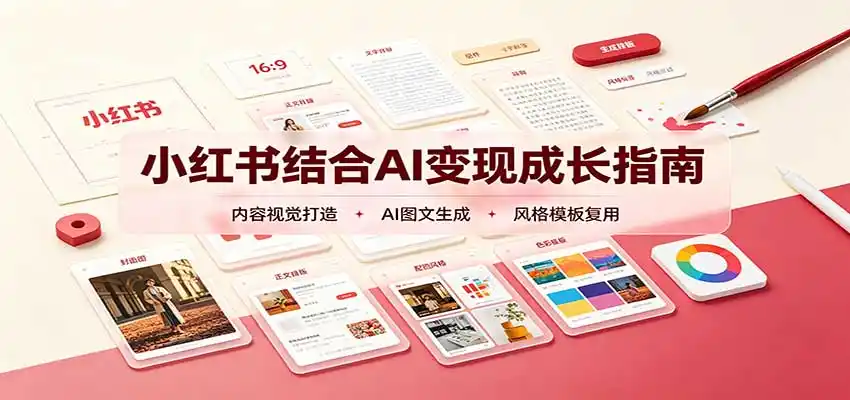 小红书结合AI变现成长指南：账号精准定位，内容视觉打造，搭建可复制流量获客体系-天梦资源网
