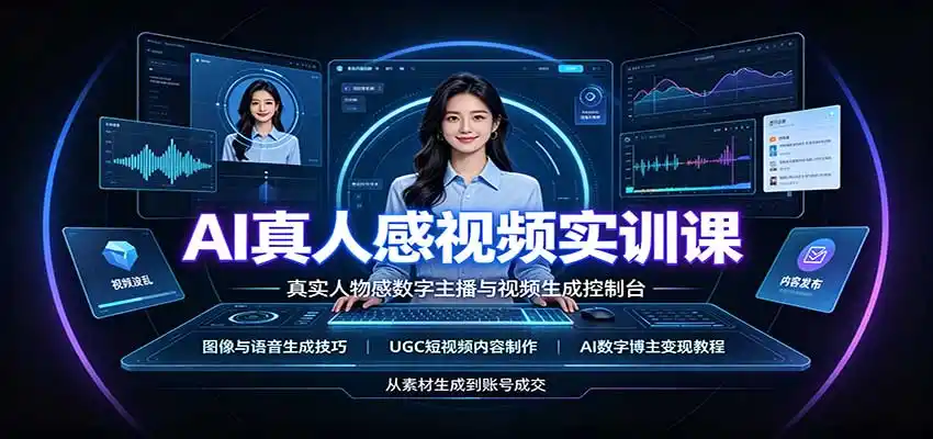 AI真人感视频实训课：图像语音生成，UGC内容制作，AI数字博主变现教程-天梦资源网