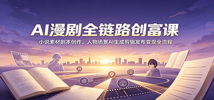 AI漫剧全链路创富课：小说素材剧本创作，人物场景AI生成剪辑发布变现全流程-天梦资源网
