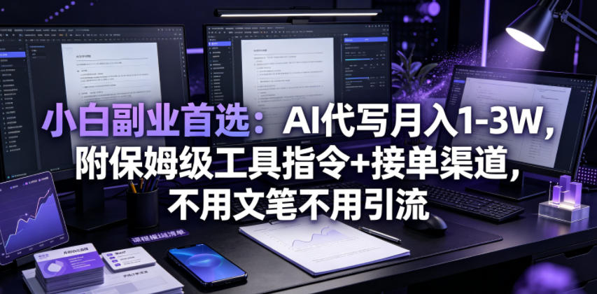 小白副业首选：AI代写月入1-3W，附保姆级工具指令+接单渠道，不用文笔不用引流【揭秘】-天梦资源网