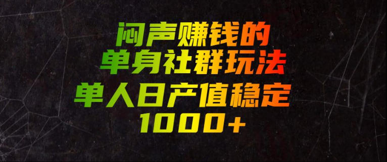 闷声賺钱的单身社群玩法，单人日产值稳定1000+【揭秘】-天梦资源网