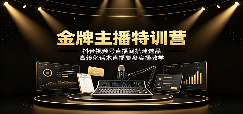金牌主播特训营：抖音视频号直播间搭建选品，高转化话术直播复盘实操教学-天梦资源网