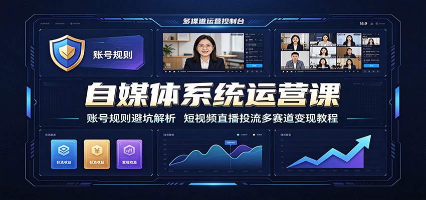 自媒体系统运营课：账号规则避坑解析，短视频直播投流多赛道变现教程-天梦资源网
