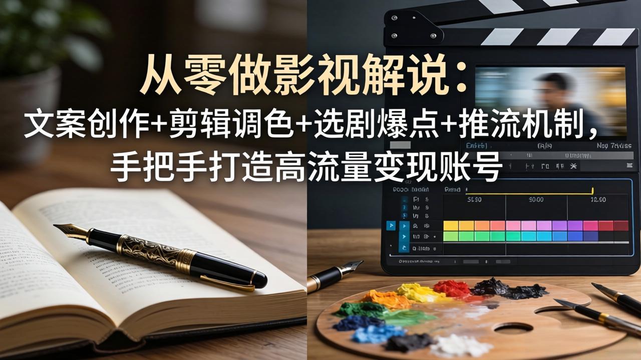 从零做影视解说：文案创作+剪辑调色+选剧爆点+推流机制，手把手打造高流量变现账号-天梦资源网