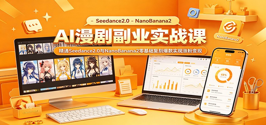 AI漫剧副业实战课：精通Seedance2.0与NanoBanana2零基础复刻爆款实现涨粉变现-天梦资源网