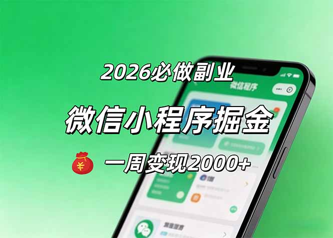 2026微信小程序掘金，简单好上手，一周变现2000+-天梦资源网