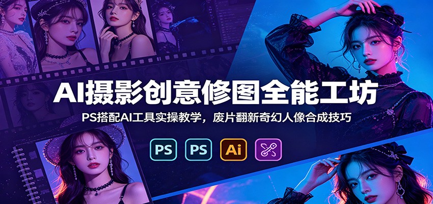 AI摄影创意修图全能工坊：PS搭配AI工具实操教学，废片翻新奇幻人像合成技巧-天梦资源网