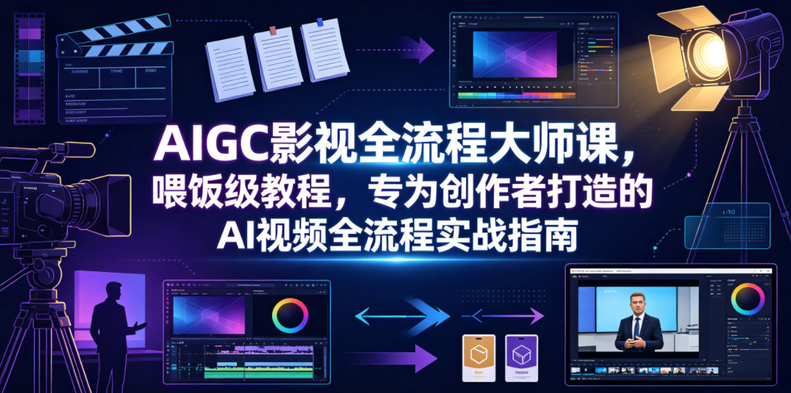 AIGC影视全流程大师课，喂饭级教程，专为创作者打造的AI视频全流程实战指南-天梦资源网