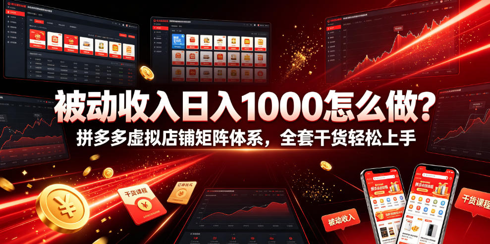 被动收入日入1000怎么做？拼多多虚拟店铺矩阵体系，全套干货轻松上手【揭秘】-天梦资源网