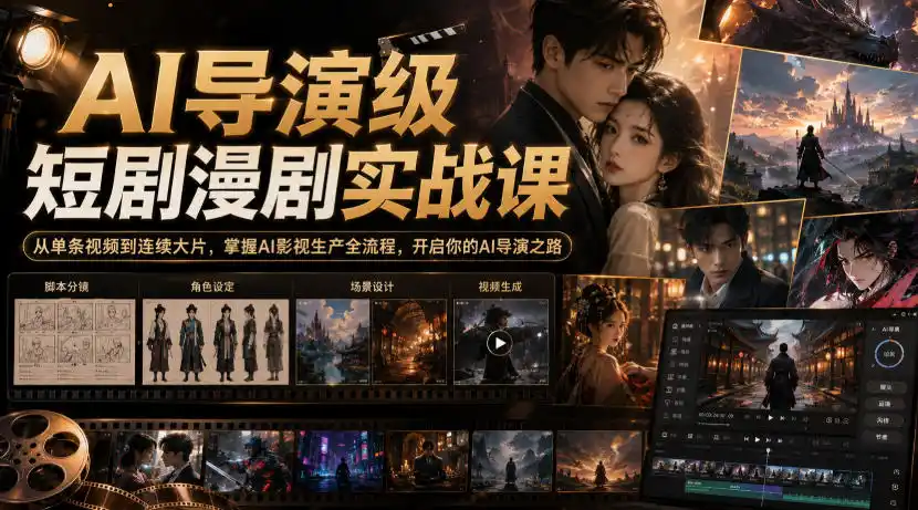 AI导演级短剧漫剧实战课，从单条视频到连续大片，掌握AI影视生产全流程，开启你的AI导演之路!-天梦资源网