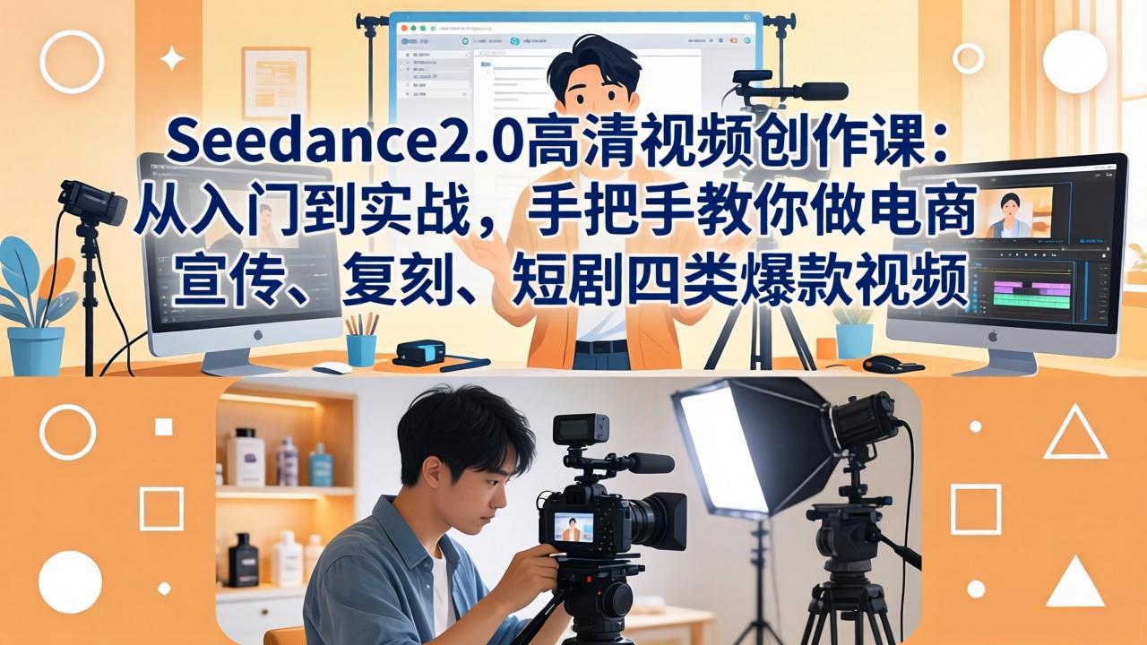 Seedance2.0高清视频创作课：从入门到实战，手把手教你做电商、宣传、复刻、短剧四类爆款视频-天梦资源网