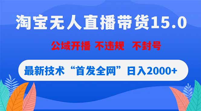 淘宝无人直播带货15.0，不封号，不违规，公域玩法，首发全网日入2000+-天梦资源网
