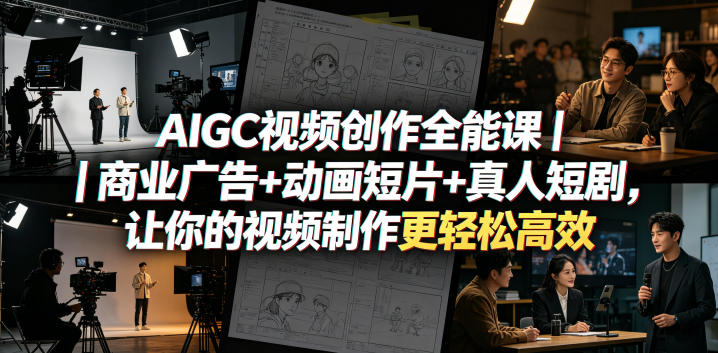 AIGC视频创作全能课｜商业广告+动画短片+真人短剧，让你的视频制作更轻松高效-天梦资源网