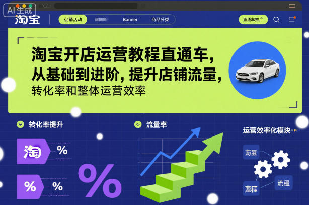 淘宝开店运营教程直通车，从基础到进阶，提升店铺流量，转化率和整体运营效率(更新26年05月27日)-天梦资源网