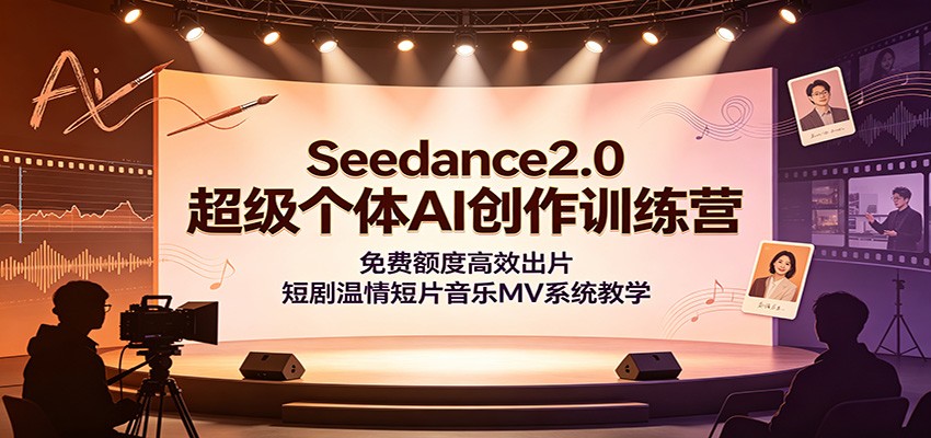 Seedance2.0超级个体AI创作训练营：免费额度高效出片，短剧温情短片音乐MV系统教学-天梦资源网
