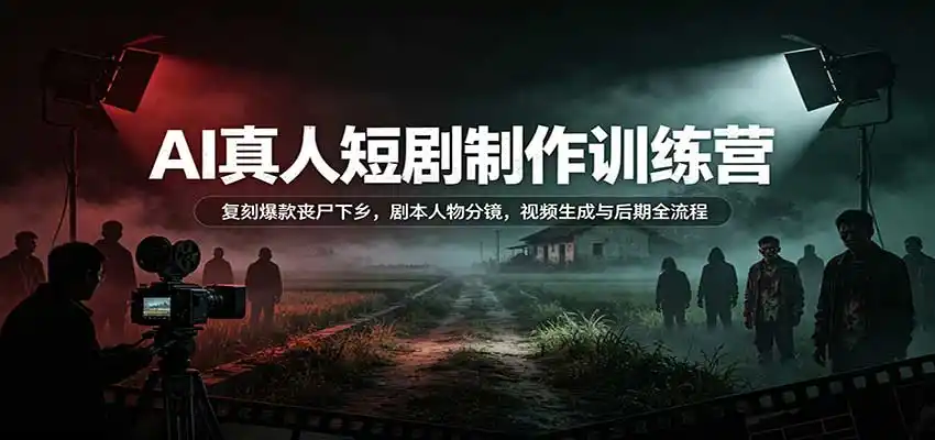AI真人短剧制作训练营：复刻爆款丧尸下乡，剧本人物分镜，视频生成与后期全流程-天梦资源网