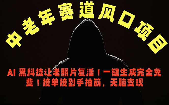 中老年风口项目，AI 黑科技让老照片复活！一键生成完全免费！接单接到手抽筋，无脑变现-天梦资源网