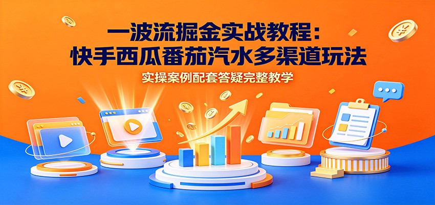 一波流掘金实战教程：快手西瓜番茄汽水多渠道玩法，实操案例配套答疑完整教学-天梦资源网