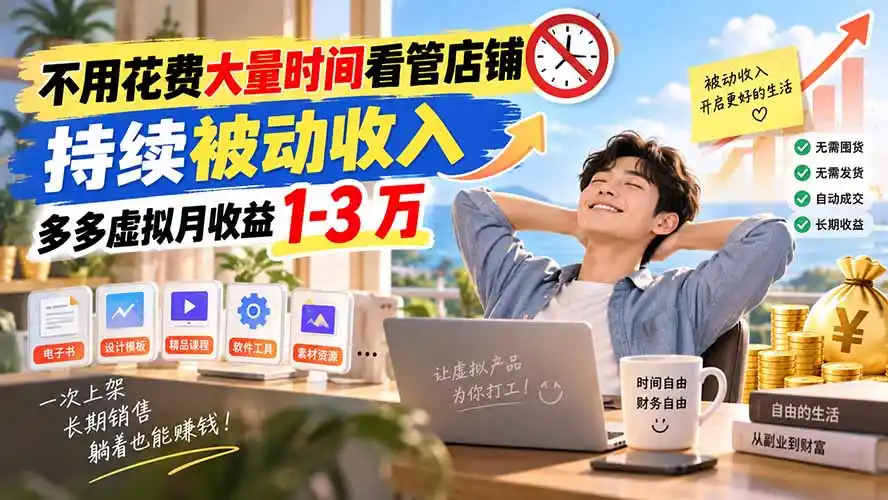 不用花费大量时间看管店铺，持续被动收入，多多虚拟月收益 1-3 万-天梦资源网