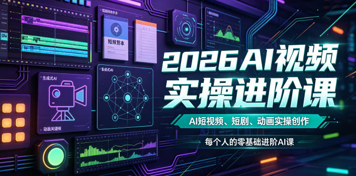 2026AI视频实操进阶课，AI短视频、短剧、动画实操创作，每个人的零基础进阶ai课-天梦资源网