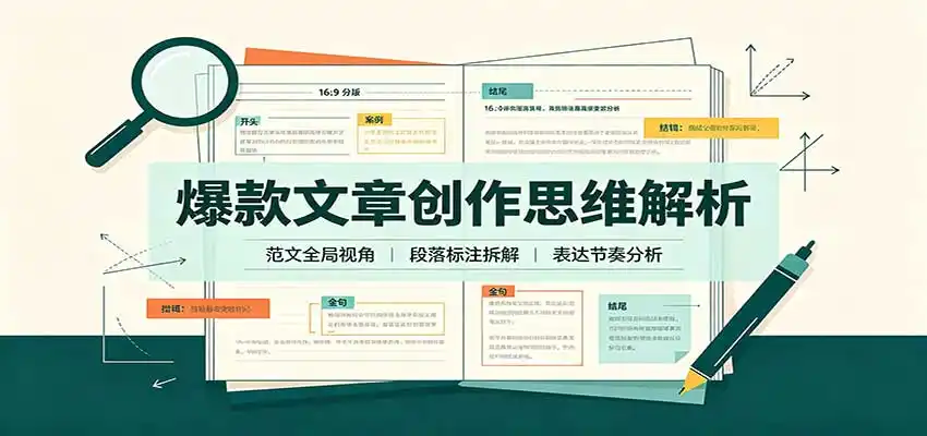 爆款文章创作思维解析：全局视角拆解范文，梳理行文逻辑，搭配真实拆文实操案例-天梦资源网