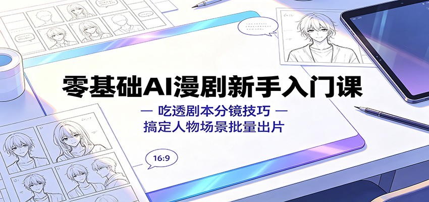 零基础AI漫剧新手入门课：吃透剧本分镜技巧，搞定人物场景批量出片-天梦资源网
