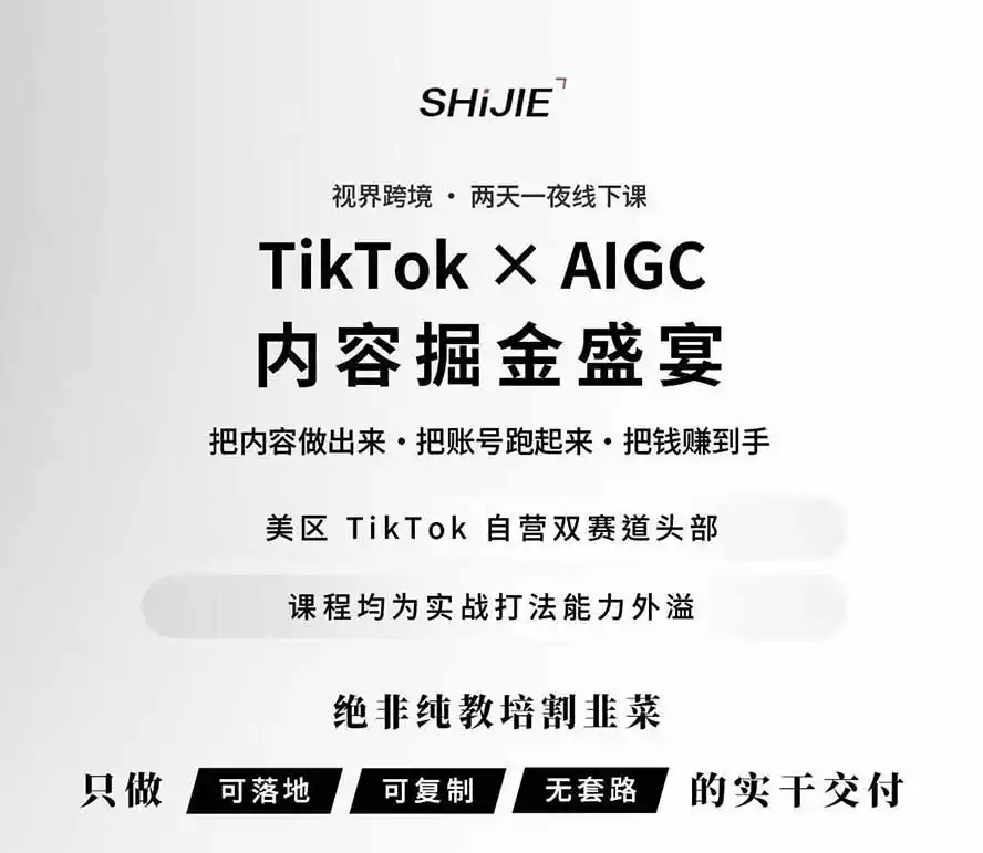 图片[1]-AIGC×TikTok美区短视频带货线下课；两天一夜完整回放，12小时高清视频收录头部操盘手全流程教学-天梦资源网