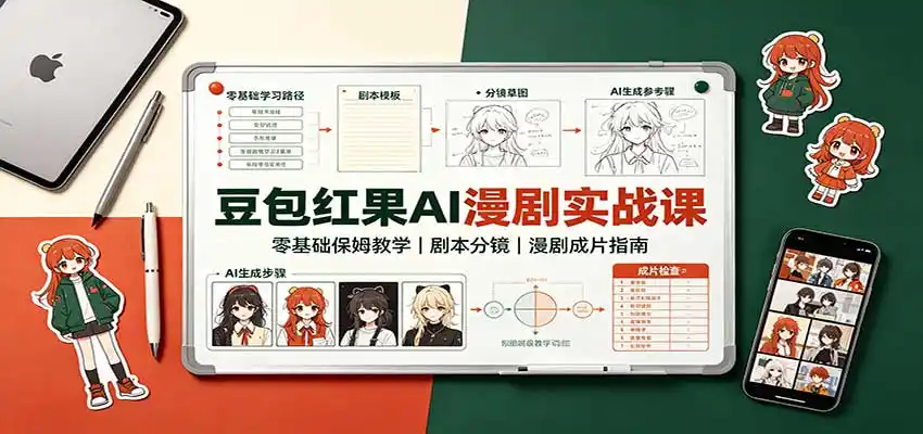 豆包红果AI漫剧实战课：零基础保姆教学，剧本分镜，漫剧成片指南-天梦资源网