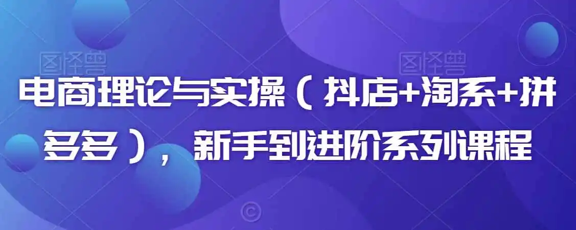 电商理论与实操（抖店+淘系+拼多多），新手到进阶系列课程-天梦资源网