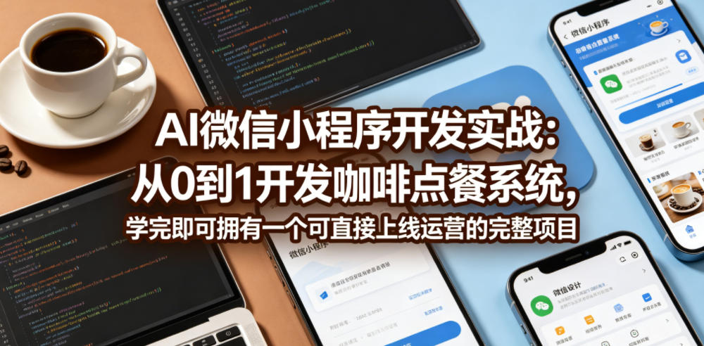 AI微信小程序开发实战：从0到1开发咖啡点餐系统，学完即可拥有一个可直接上线运营的完整项目-天梦资源网