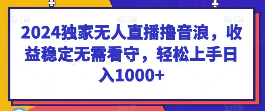2024独家无人直播撸音浪，收益稳定无需看守，轻松上手日入1000+【揭秘】-天梦资源网