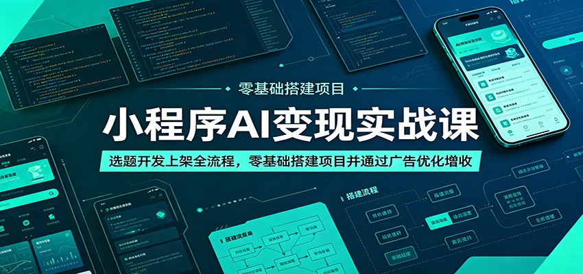 小程序AI变现实战课:选题开发上架全流程,零基础搭建项目并通过广告优化增收-天梦资源网